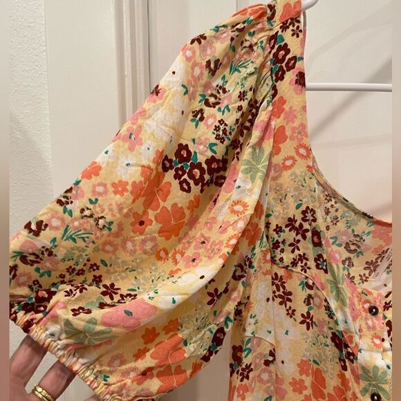 Free People Callie Floral Print Scoop Neck Short Sleeve Tunic Top .Size XS - Picture 10 of 16